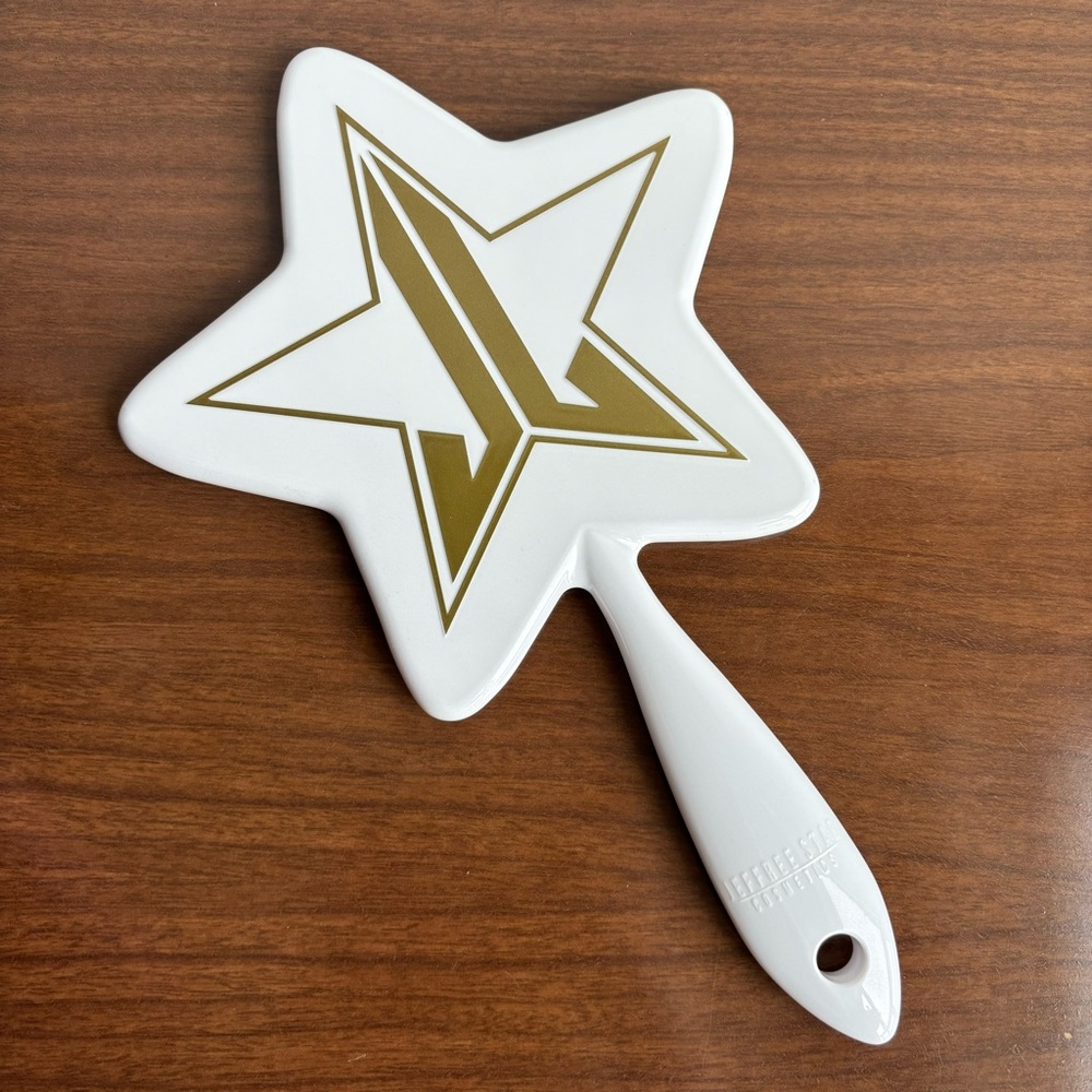 Jeffree Star White & Gold Glitter Hand Mirror